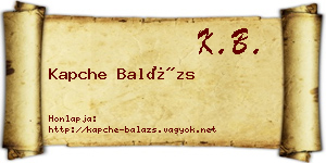 Kapche Balázs névjegykártya